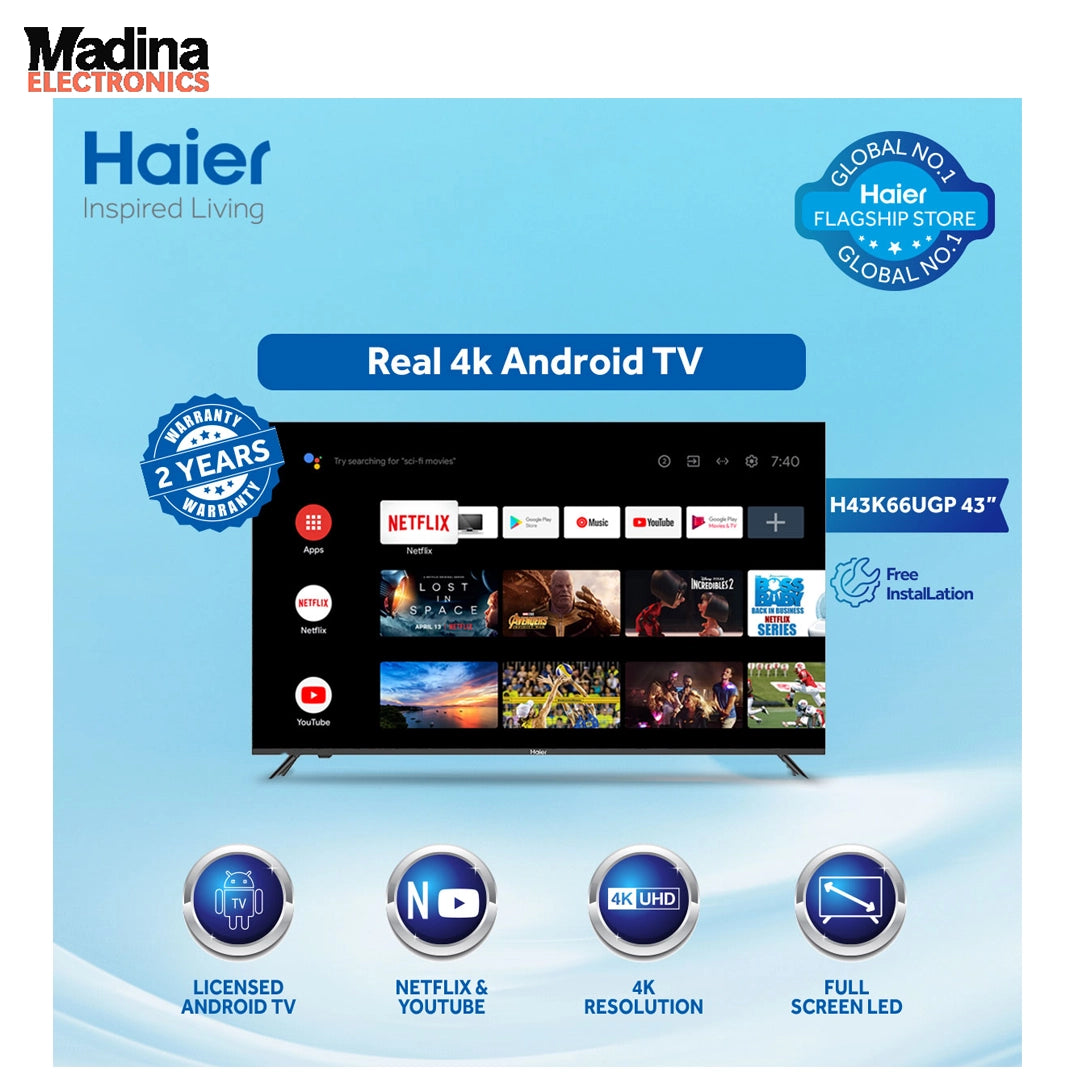 HAIER LED TV 43 Inch 4K,UHD Android 43 K66